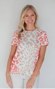 T-shirt in Leopard Coral on White by ILinen