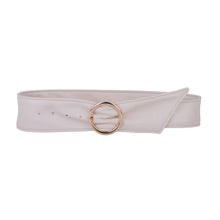 Gold Circle Buckle Vegan Leather Sash Belt