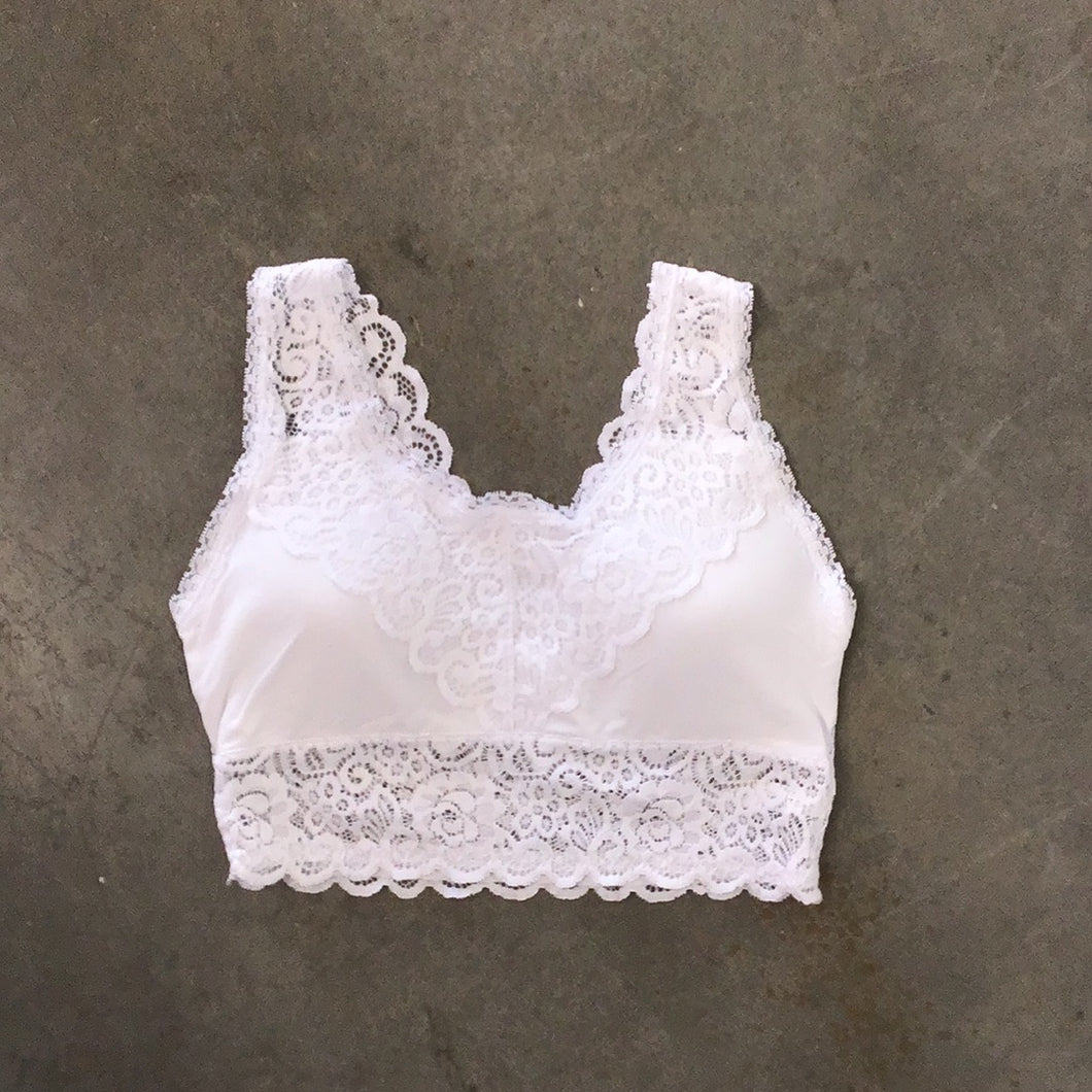 Lace Strap Bralette in White by Yahada