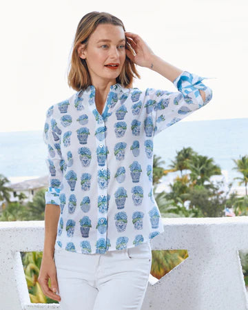 DIZZY-LIZZIE ROME 3/4 SHIRT HYDRANGEAS W CHINOISERIE