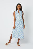Print Button Front Midi Dress in Blue Rose by Sail to Sable