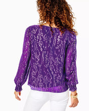 Load image into Gallery viewer, Idina Silk Top Purple Berry Fish Clip Chiffon by Lilly Pulitzer
