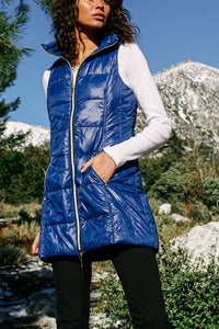 Long Puffer Vest in New Blue by My Anorak