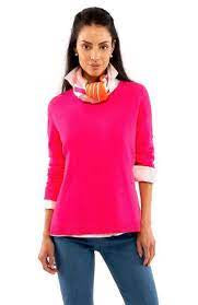 Sneek a Peek Sweater in Shocking Pink by Gretchen Scott