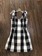 Sleeveless Bow Checkered Dress in Black/White by Tyler Böe