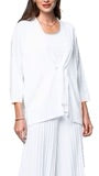 Malia Three-Quarter Sleeved Front-Tie Cardigan; White by Biana