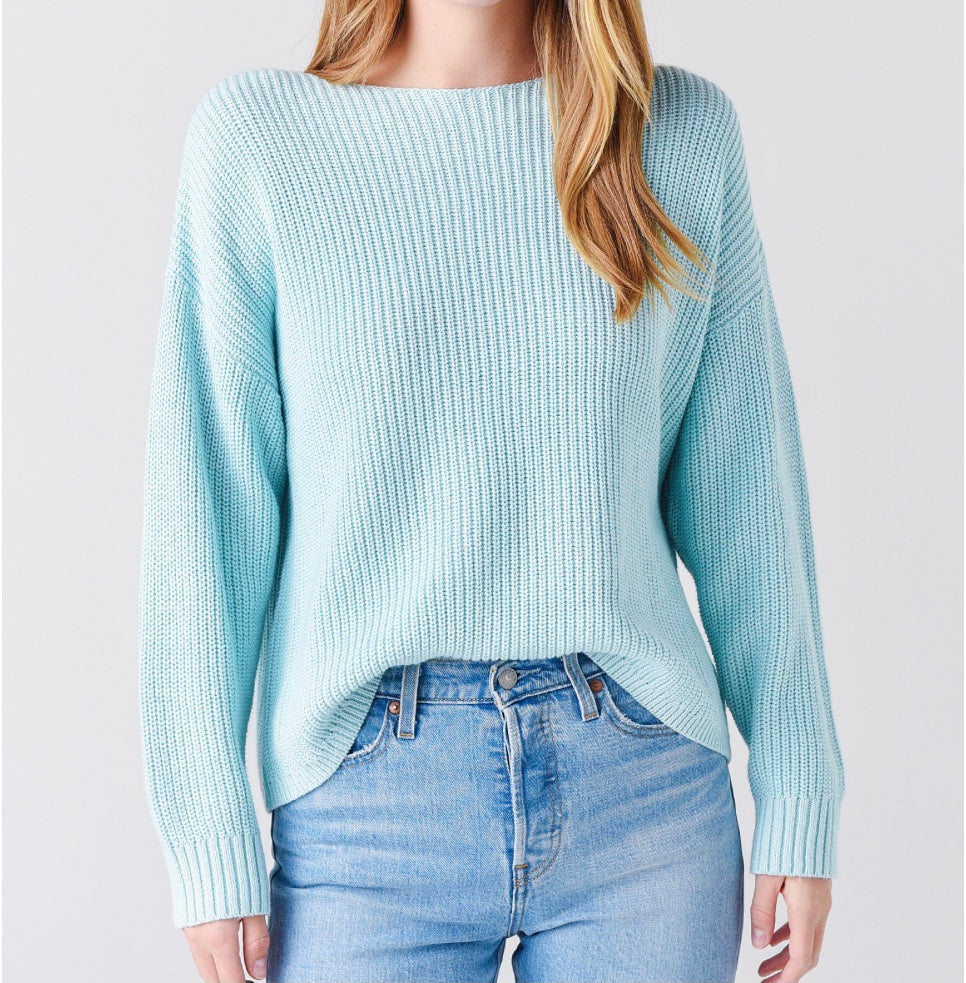 Women’s Cotton Shaker Sweater in Glacier Blue by J Society