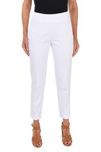 Textured Pique Pull On Pant in White by Krazy Larry Style P-807