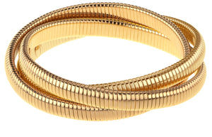 High Polished Gold Triple Cobra Bracelet by Janis Savitt
