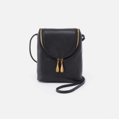 Leather ‘Fern’ Crossbody Bag in Black by Hobo Bags