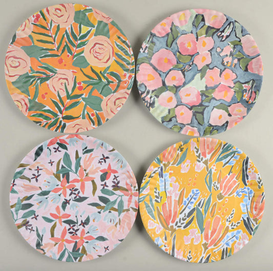 (Set of 4) Luncheon Plates Melamine Dinnerware