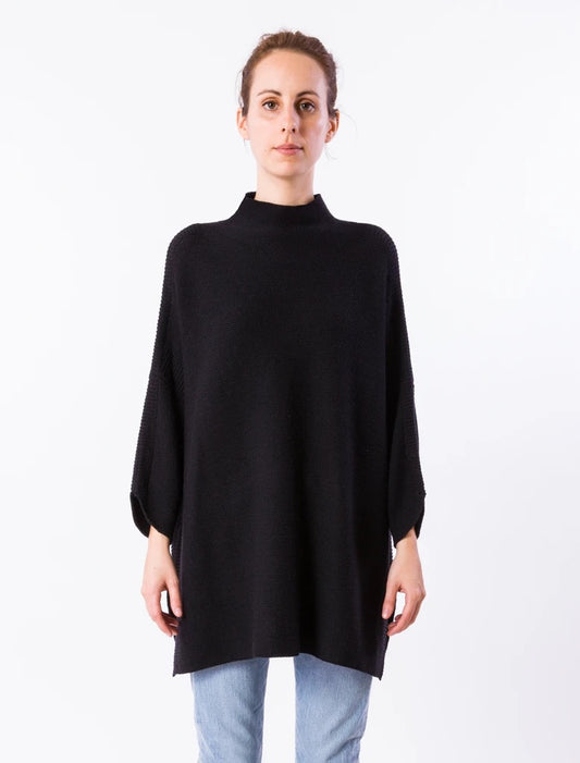 Boho Mock Neck Tunic in Black by Kerismam