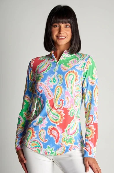 Zip Mock Neck Catalina Print Bright by Gottex