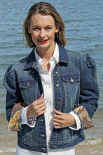 Load image into Gallery viewer, Brooklyn Jacket in Denim with Beaded Dragon on Back by Dizzy Lizzie
