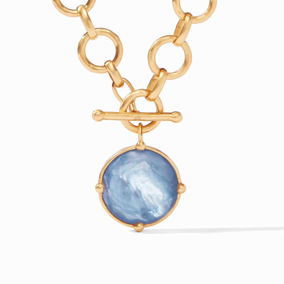 Honeybee Statement Necklace in Iridescent Chalcedony Blue by Julie vos