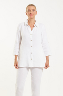 Back Button White Big Shirt by Toofan