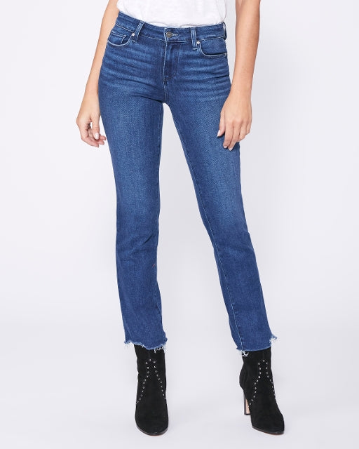 Amber Mid Rise Straight Ankle Jean in Aegean by Paige Denim
