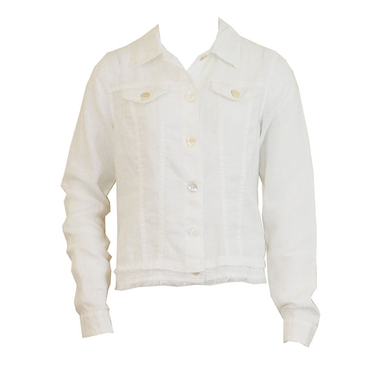 Linen Jacket in White by Pure Amici