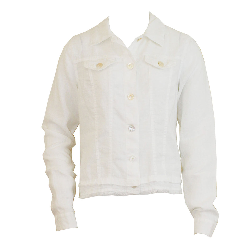 Linen Jacket in White by Pure Amici