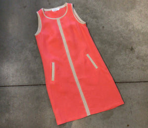 Sleeveless Crewneck Dress in Coral/Gold by ILinen