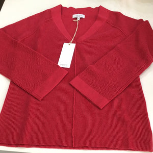 Waffle VNeck Cotton Sweater in Red by J Society