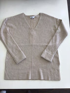 Exclusive! Ribbed Cashmere Sweater with Cuffed Sleeves in Wheat by J Society