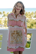 Chatham Dress Pink and Gold Filigree by Dizzy Lizzie