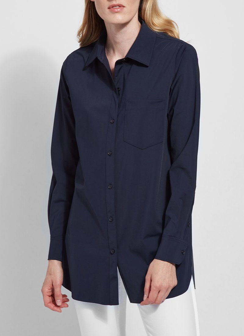 Schiffer Button Down in True Navy by Lyssé 1470