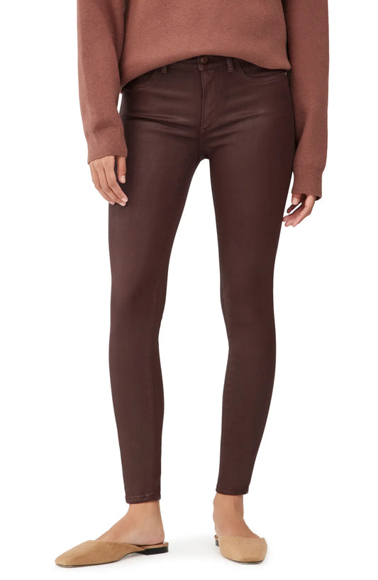 Florence Instasculpt Coated Mid Rise Skinny Jeans in Dark Sequoia by DL1961