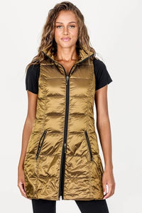 Long Down Puffer Vest in Bronze by My Anorak