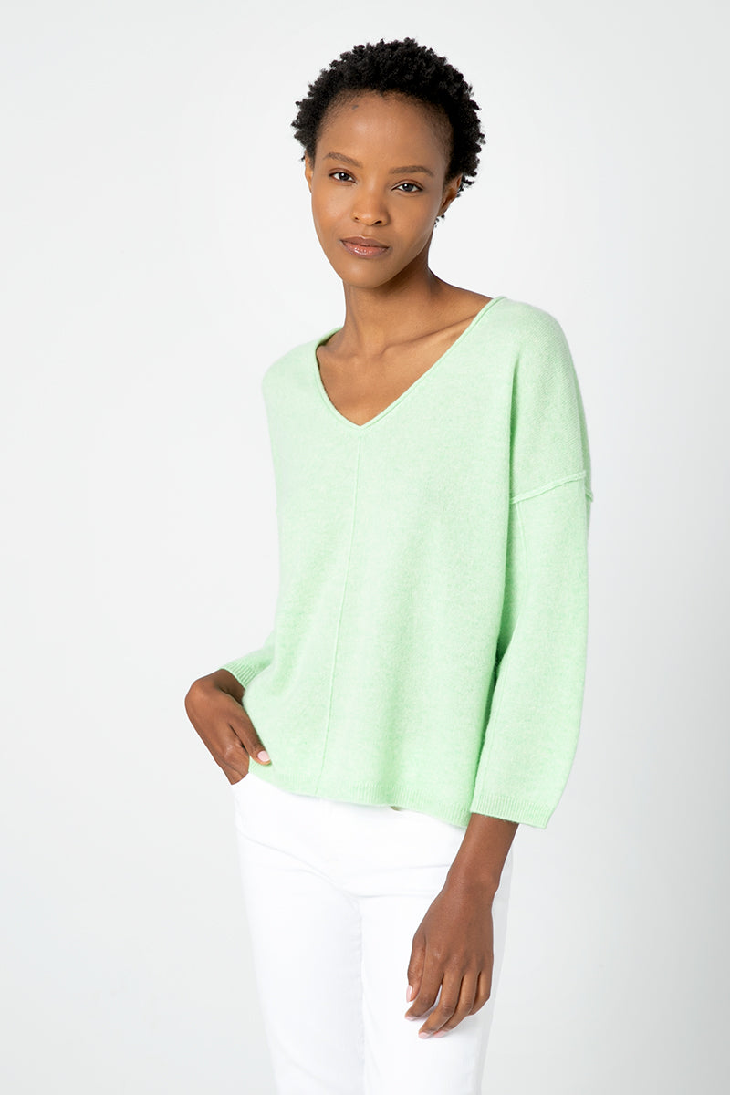 Seamed Easy Vee Sweater Fig by Kinross