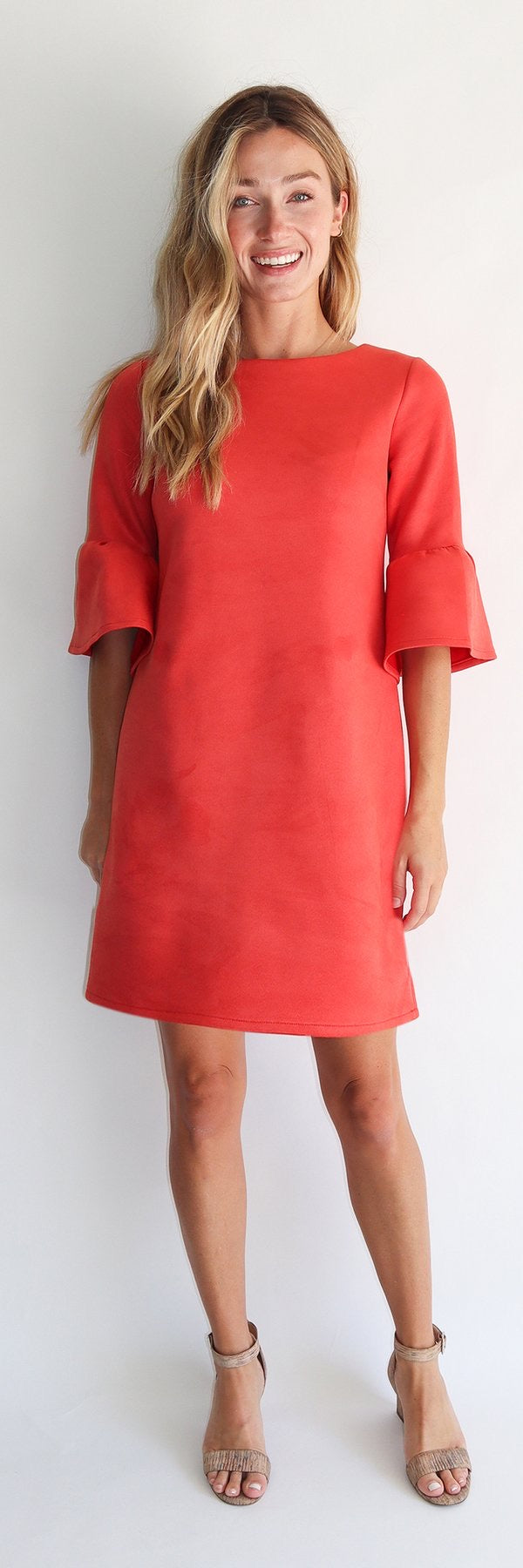 Faux Suede Shelby Dress in Tangerine by Jude Connally