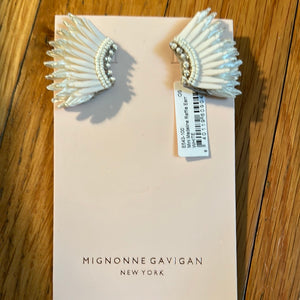 Mini Madeline Raffia Earrings in White by Mignonne Gavigan