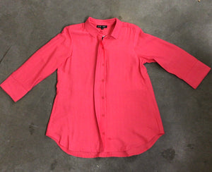 Button Back Collared Blouse in Paris Rose by Boho Chic