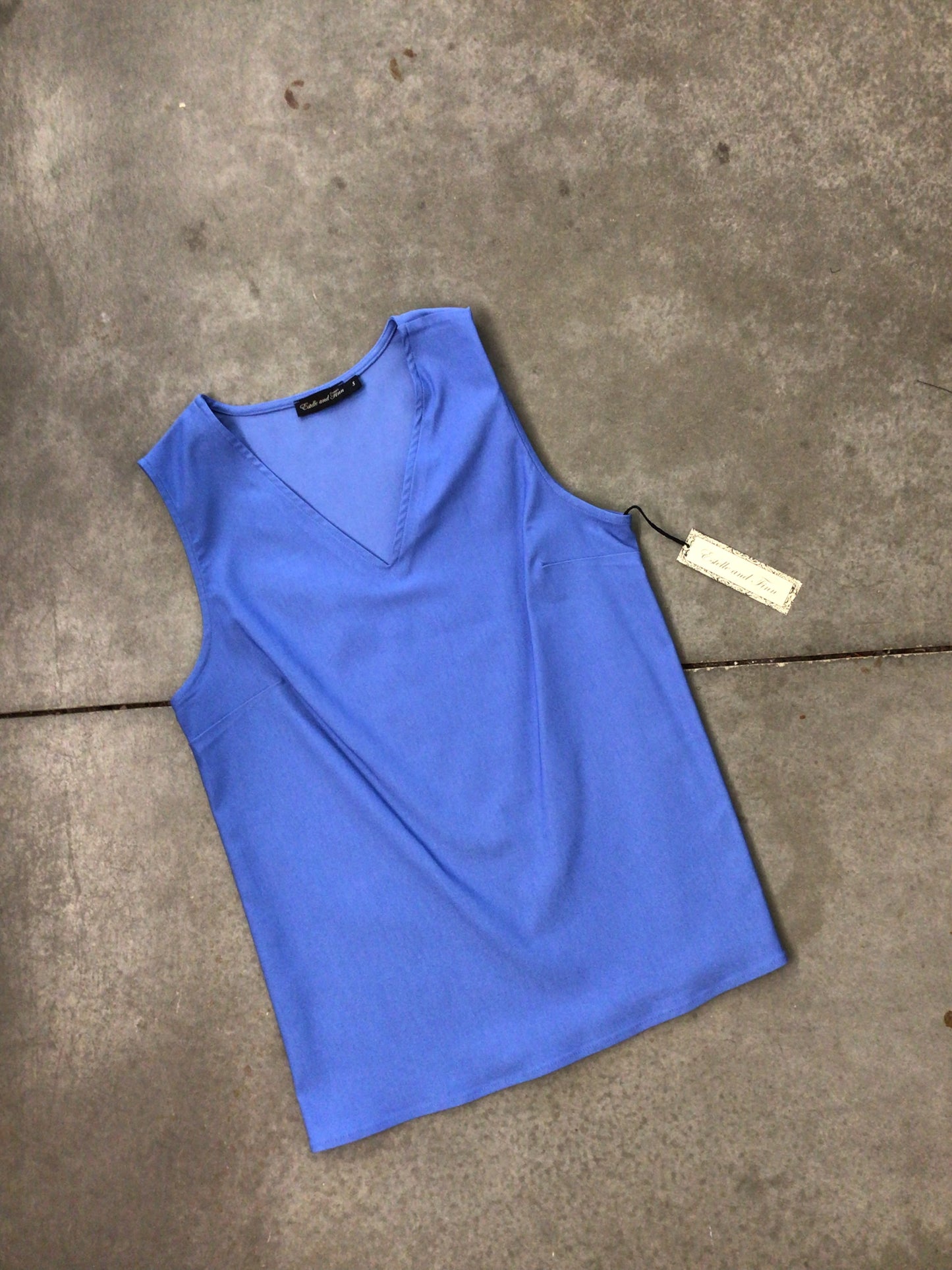 V Neck Tank in Ocean Blue by Estelle and Finn