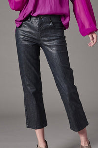 Coated Denim Boyfriend Cropped Jean by Lola and Sophie