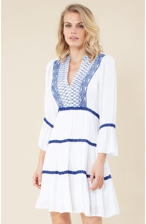 Celeste Embroidered Dress Blue by Hale Bob