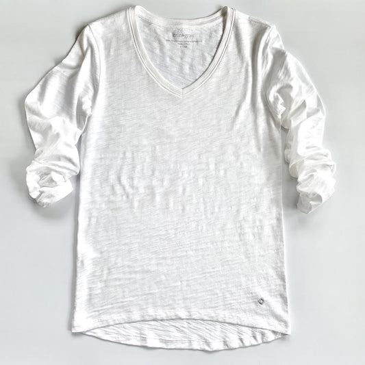 Long Sleeve CYA V-Neck in White Slub by Erin Gray