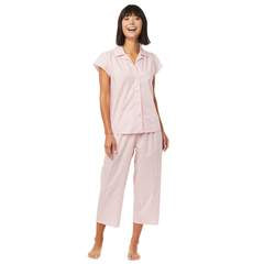 Simple Stripe Pima Knit Capri Pajama Set in Red Stripe by The Cat’s Pajamas