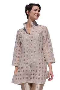 Rita Jacket in Taupe Sheer Plaid by Connie Roberson