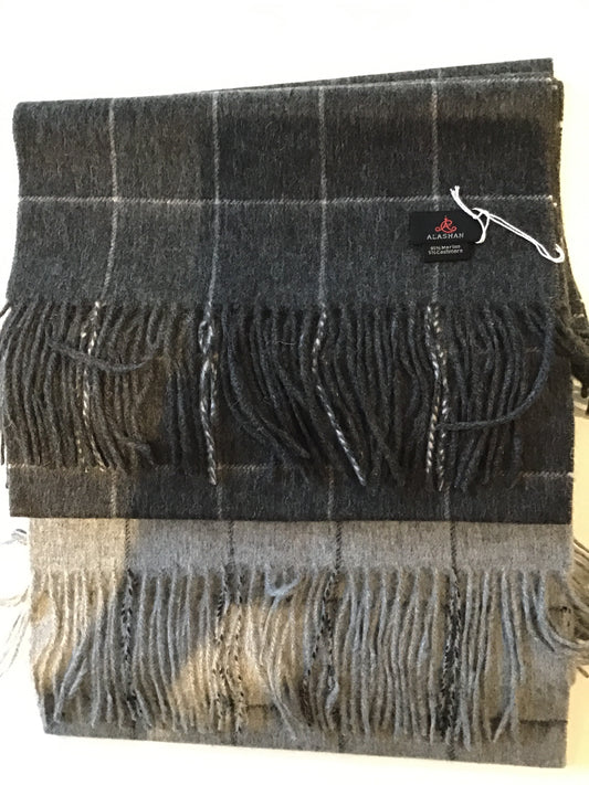 Wool and Cashmere Windowpane Scarf by Alashan Cashmere