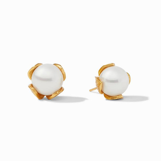 Penelope Stud Gold Pearl in Medium by Julie Vos