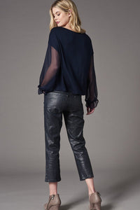 Coated Denim Boyfriend Cropped Jean by Lola and Sophie