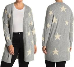 Gray Cashmere Sweater with tan Stars  by Philosophy