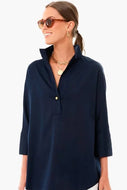 Airflow Blouse with Collar in Navy by Renuar