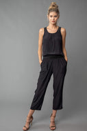 D Satin Cropped Jogger in Black by Lola and Sophie