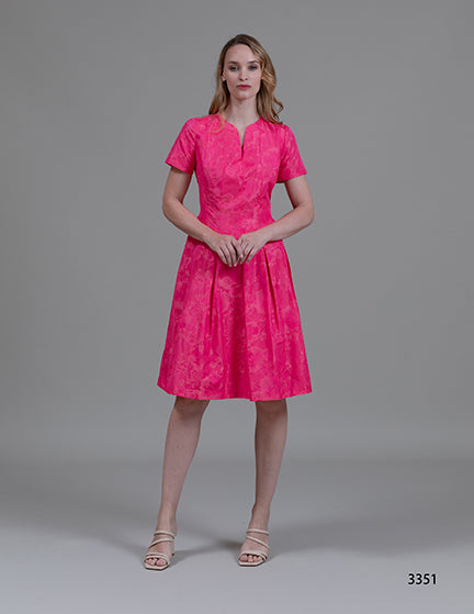 A Line Seamed Jacquard Dress Coral by Bigio