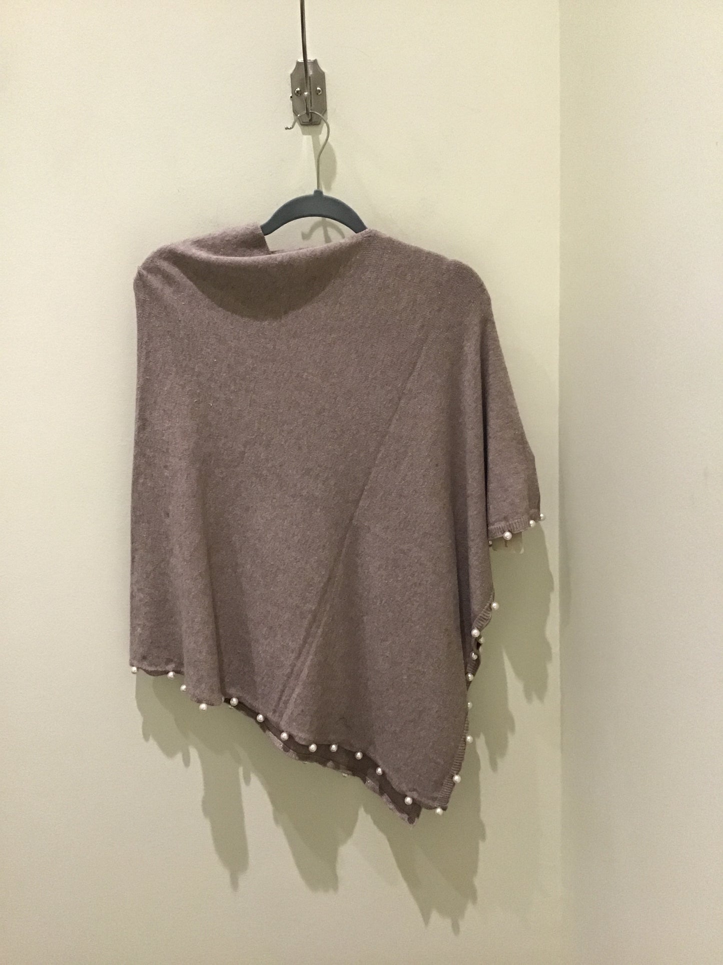 Pearl Trim Poncho in Oatmeal by La Fiorentina