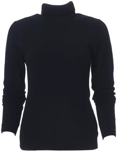 Roll Neck Cashmere Sweater in Black by Brodie