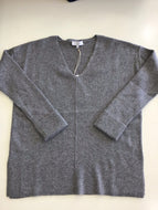 Exclusive Ribbed Cashmere Sweater with Cuffed Sleeves in Heather Gray by J Society